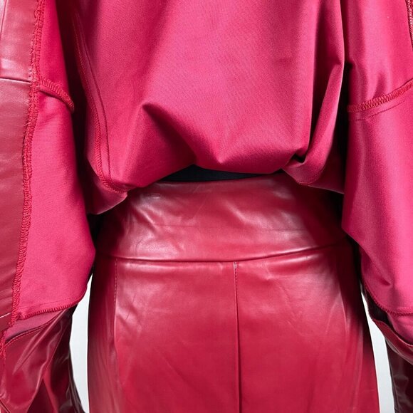 Ashley Stewart Red Faux Leather 2 piece Set Size 18/20 - Picture 7 of 13